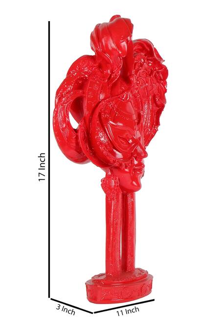 Shop_The White Ink Decor_Red Poly Resin Celine Masquerade Carved Showpiece_Online_at_Aza_Fashions