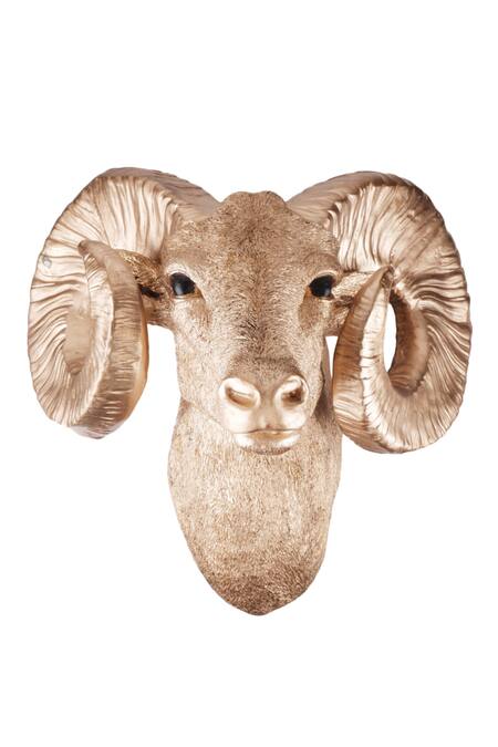 Buy_The White Ink Decor_Gold Poly Resin Sheep Wall Decor_Online_at_Aza_Fashions
