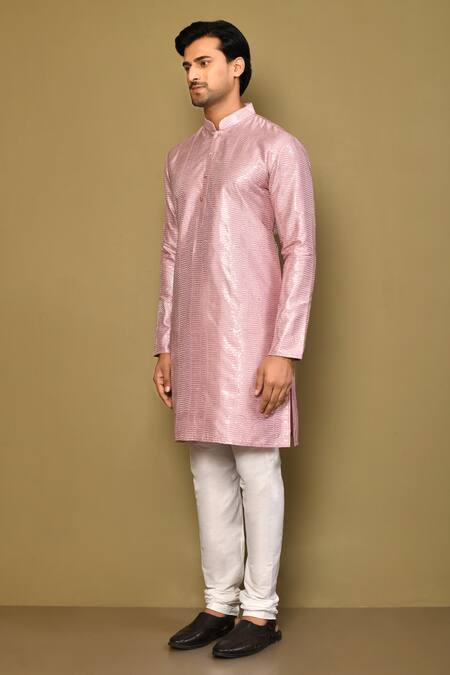 Arihant Rai Sinha_Pink Silk, Polyester Sequins Theo Galaxy Waves Embroidered Kurta Set _at_Aza_Fashions
