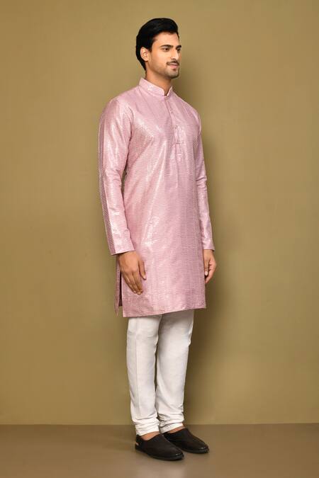 Buy_Arihant Rai Sinha_Pink Silk, Polyester Sequins Theo Galaxy Waves Embroidered Kurta Set 