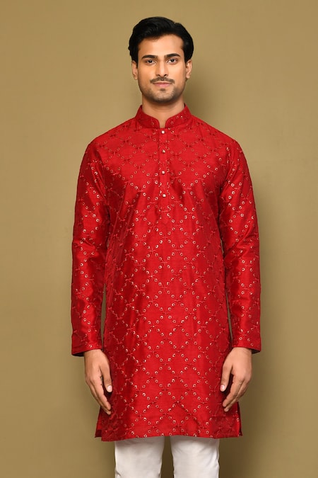 Buy Arihant Rai Sinha Maroon Silk, Polyester Sequins, Embroidery Blossom Crest Kurta Set Online at Aza Fashions Buy_Arihant Rai Sinha_Maroon Silk, Polyester Sequins, Embroidery Blossom Crest Kurta Set _Online_at_Aza_Fashions