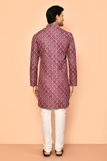 Arihant Rai Sinha_Purple Cotton, Polyester, Viscose Baroque Bloom Print Kurta Set _Online_at_Aza_Fashions