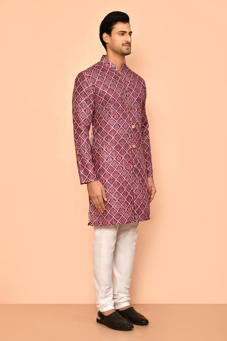 Buy_Arihant Rai Sinha_Purple Cotton, Polyester, Viscose Baroque Bloom Print Kurta Set 