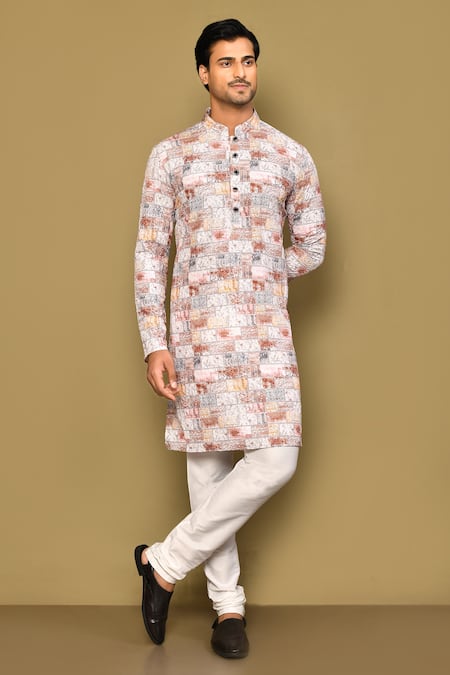 Arihant Rai Sinha Cream Kurta Soft Cotton Churidar Poly Viscose Print Ambrosia Set 