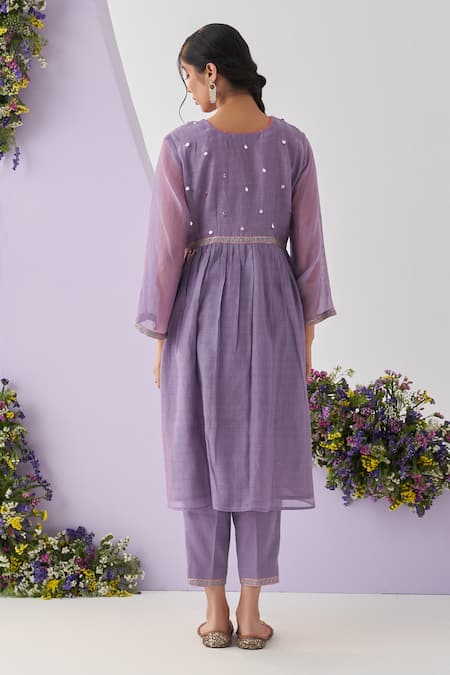 Shipraa Grover Eka Metallic Thread & Sequin Embroidered Anarkali & Pant Set 