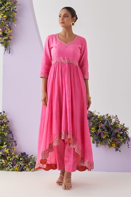 Shipraa Grover Tarini Mul Chanderi Embroidered Anarkali Pant Set 