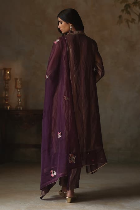 Begum Ayat Zari Resham Butti Asymmetric Embroidered Kurta Pant Set 