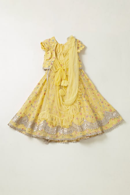 Shruti Jalan Carnation Fleur Embroidered Lehenga With Attached Dupatta Blouse 