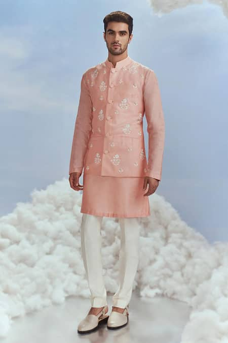 Nachiket Barve Mehtab Floral Pattern Bundi Kurta Set 