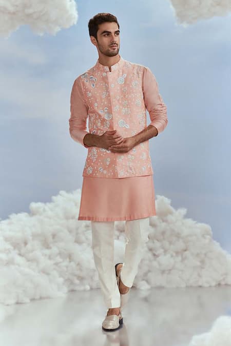 Nachiket Barve Mehtab Bagh Floral Embroidered Bundi Kurta Set 