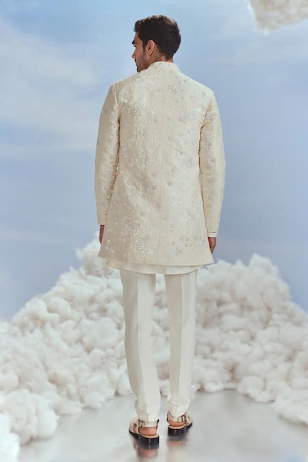 Nachiket Barve Mehtab Bagh Embroidered Short Sherwani Pant Set 