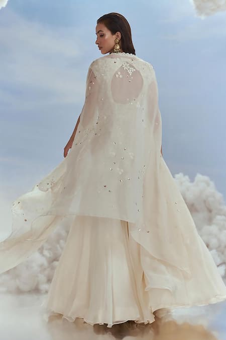 Nachiket Barve Babylon Embroidered Cape Lehenga Set 