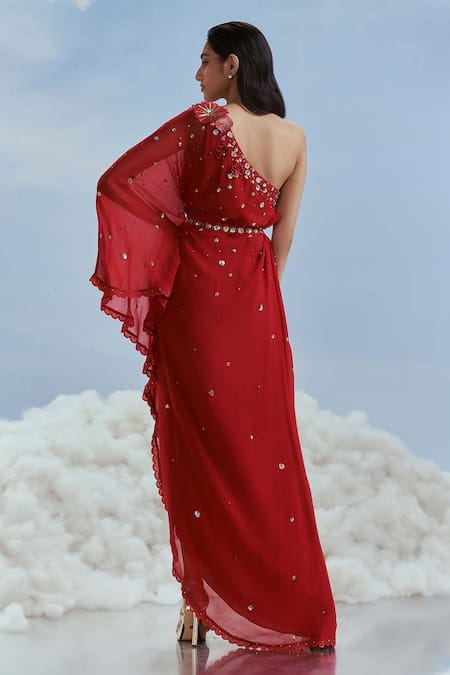 Nachiket Barve Metallic Izmir Embroidered Toga Dress 