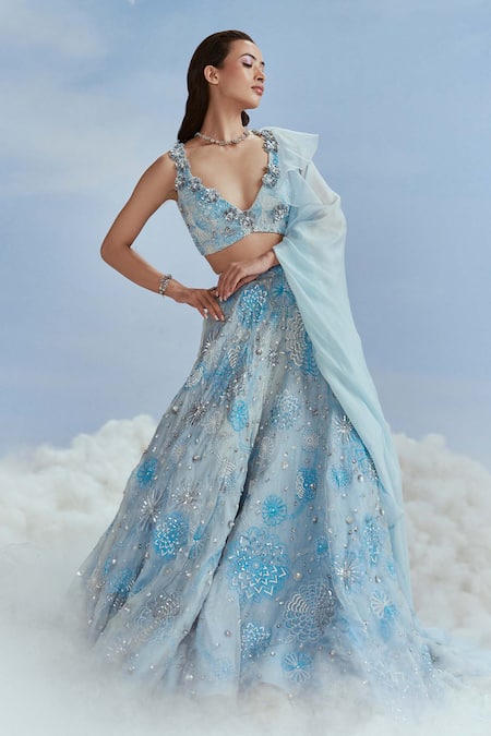 Nachiket Barve Galaxy Floral Embroidered Lehenga Set 