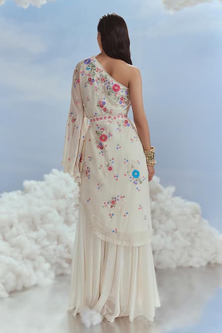 Nachiket Barve Lunar Blossom Embroidered Toga Tunic & Sharara Set 
