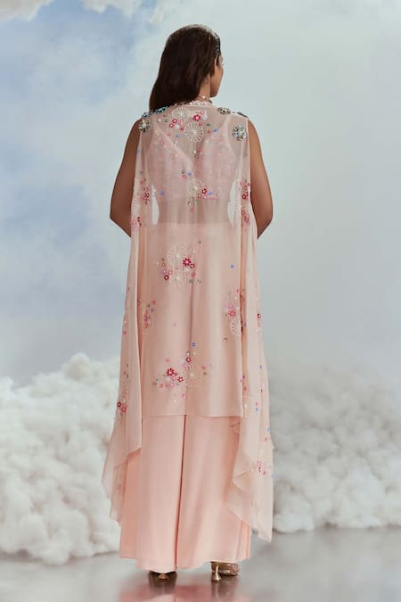 Nachiket Barve Izmir Carnations Lunar Blossom Cape Palazzo Set 