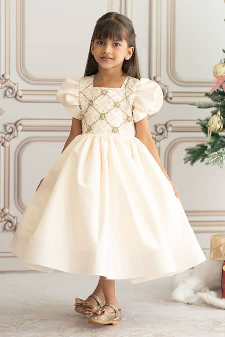 Shop_Ruchika Lath Label_Off White Embroidery Hand Bodice Gown _Online_at_Aza_Fashions