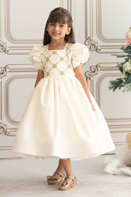 Ruchika Lath Label_Off White Embroidery Hand Bodice Gown _at_Aza_Fashions