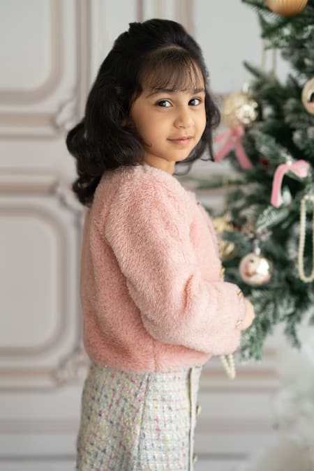 Ruchika Lath Label Pink Textured Full Sleeve Jacket 