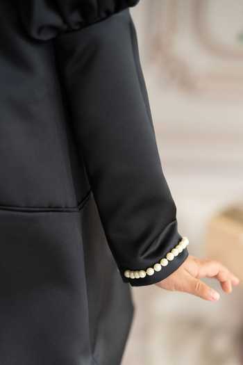 Ruchika Lath Label_Black Pearls Wednesday Crystal Bow Embellished Dress _Online_at_Aza_Fashions