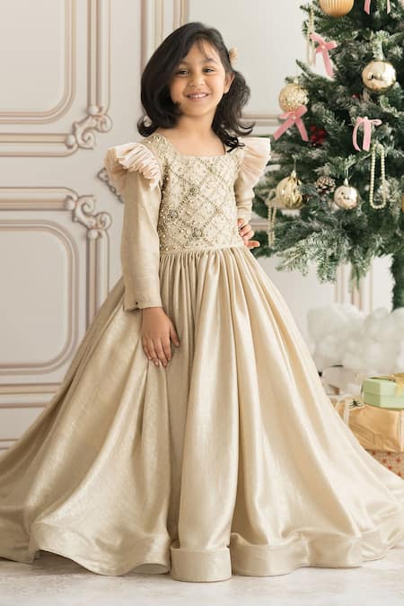 Buy Ruchika Lath Label Gold Silk Pearls, Crystals Embroidered Flared Gown Online at Aza Fashions Buy_Ruchika Lath Label_Gold Silk Pearls, Crystals Embroidered Flared Gown _Online_at_Aza_Fashions