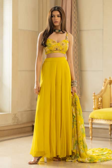 Paulmi And Harsh Floral Print Jacket Pant Set 