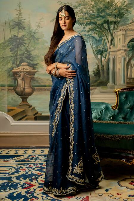 Buy Trendy Navy Blue Saree Online in India – Joshindia