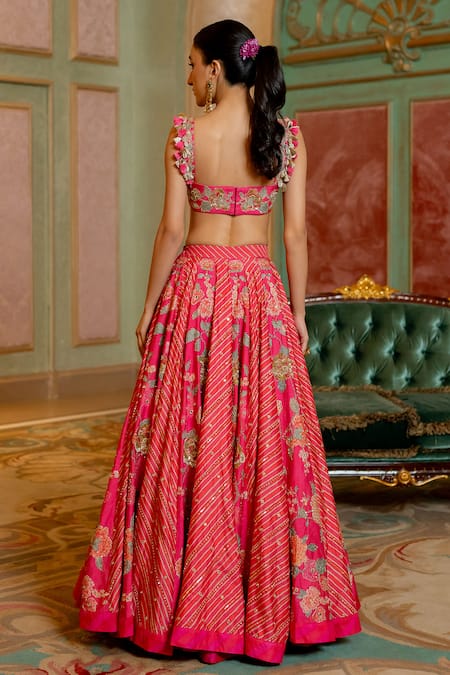 Paulmi And Harsh Blooming Floral Print Bridal Lehenga Set 
