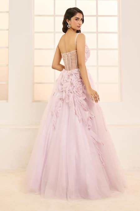 Masumi Mewawalla X AZA Ruffle Hand Embroidered Corset Gown 