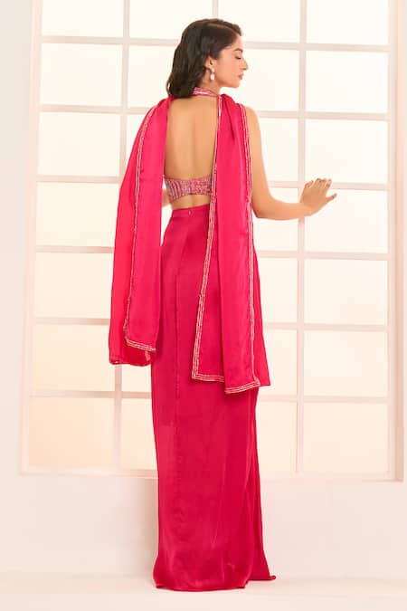 Masumi Mewawalla X AZA Embroidered Blouse Draped Dhoti Skirt Set 