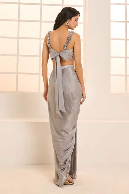 Masumi Mewawalla X AZA Embroidered Blouse With Draped Dhoti Skirt 