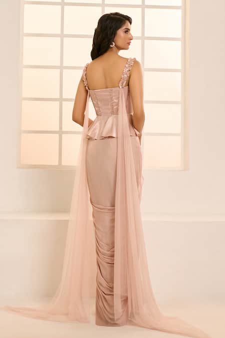 Masumi Mewawalla X AZA Pre-Stitched Saree Skirt With Draped Peplum Top 