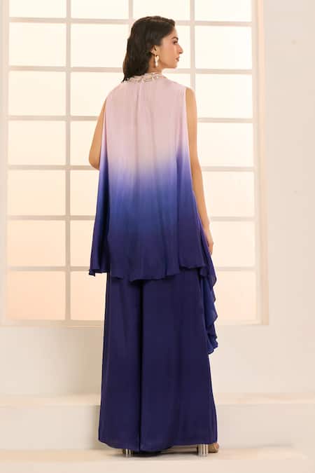 Masumi Mewawalla X AZA Ombre Asymmetric Kurta & Flared Pant Set 