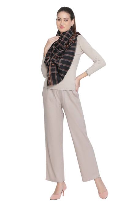 Shingora_Black Checkered Tim-tim Pattern Woven Stole_Online_at_Aza_Fashions