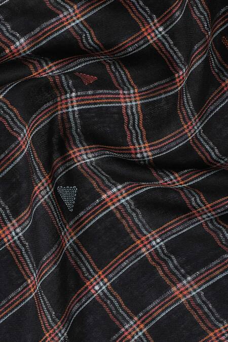 Shop_Shingora_Black Checkered Tim-tim Pattern Woven Stole_Online_at_Aza_Fashions
