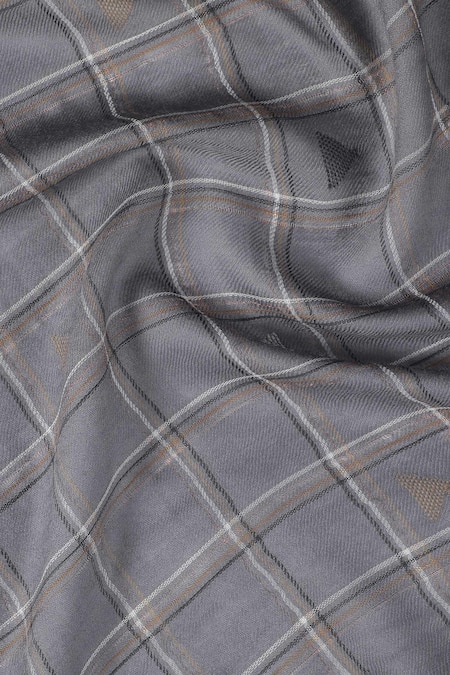 Shop_Shingora_Grey Checkered Tim-tim Wool Woven Stole _Online_at_Aza_Fashions