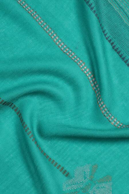 Shop_Shingora_Green Striped Ojasvi Pattern Stole_Online_at_Aza_Fashions