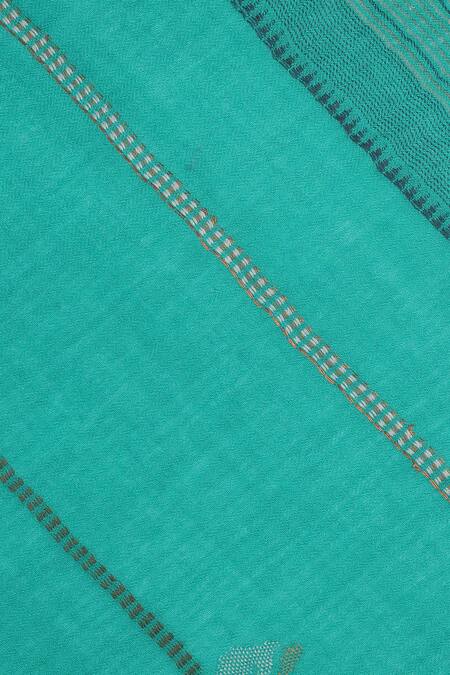 Shingora_Green Striped Ojasvi Pattern Stole_at_Aza_Fashions