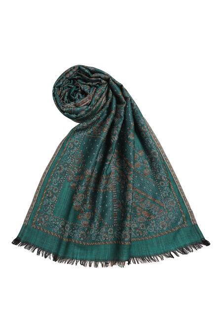 Buy_Shingora_Green Blossom Flora Woven Stole_Online_at_Aza_Fashions