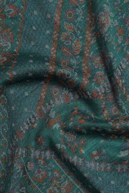 Shop_Shingora_Green Blossom Flora Woven Stole_Online_at_Aza_Fashions