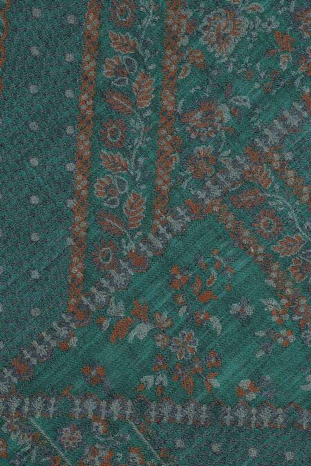 Shingora_Green Blossom Flora Woven Stole_at_Aza_Fashions