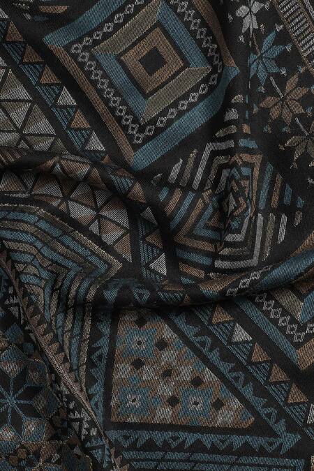 Shop_Shingora_Black Woven Geometric Pattern Shawl _Online_at_Aza_Fashions