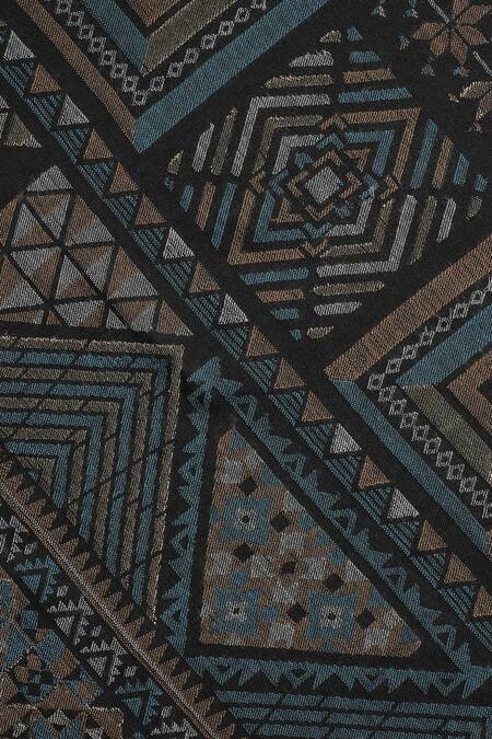 Shingora_Black Woven Geometric Pattern Shawl _at_Aza_Fashions