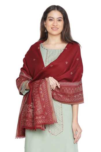 Shop Shingora Maroon Aadila Flower Woven Shawl at Aza Fashions Shop_Shingora_Maroon Aadila Flower Woven Shawl _at_Aza_Fashions