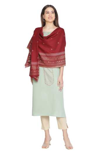 Shingora Maroon Aadila Flower Woven Shawl Online at Aza Fashions Shingora_Maroon Aadila Flower Woven Shawl _Online_at_Aza_Fashions