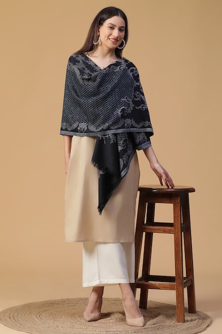 Shingora Penelope Woven Pattern Woolen Shawl 