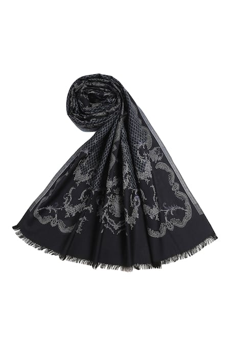 Buy_Shingora_Blue Woven Penelope Pattern Woolen Shawl _Online_at_Aza_Fashions