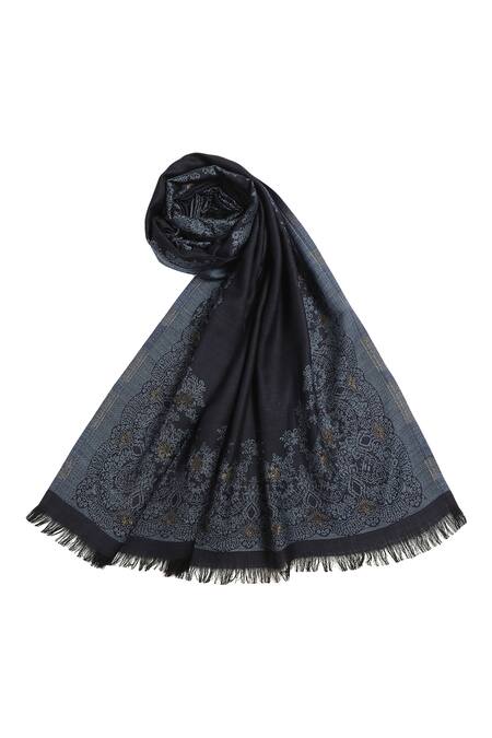 Buy_Shingora_Blue Daphne Woven Woolen Shawl _Online_at_Aza_Fashions
