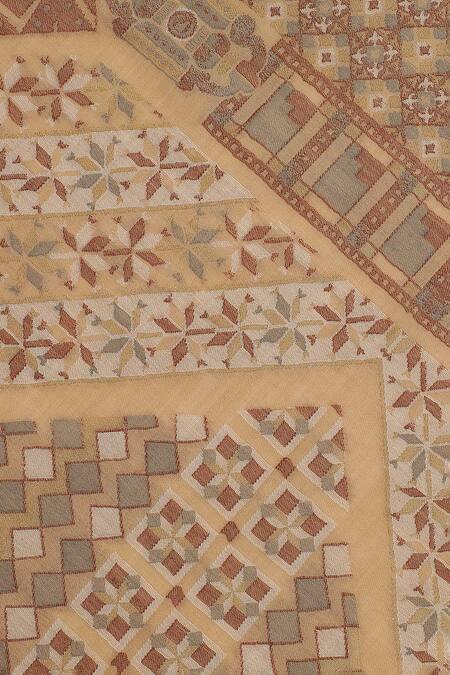 Shingora_Beige Woven Mirza Geometric Pattern Shawl _at_Aza_Fashions