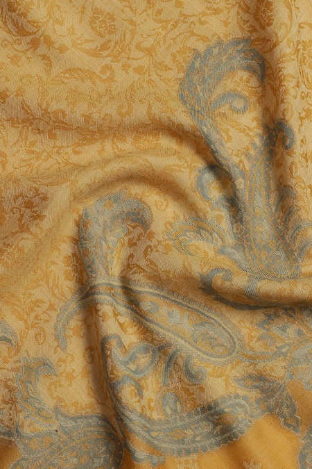 Shop_Shingora_Yellow Ozza Woven Paisley Pattern Stole _Online_at_Aza_Fashions